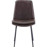 Draper Dining Chair in Dark Brown Leatherette & Iron (Set of 4)